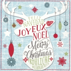 Hirschsilhouette & Fröhliche Weihnachten - Deer Silhouette & Merry Christmas - Silhouette de cerf et joyeux Noël