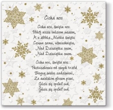 4 verschiedene Weihnachstlieder in Polnisch auf einer Prägeserviette - 4 different Christmas songs in Polish on an embossed napkin - 4 chansons de Noël différentes en polonais sur une serviette en rel