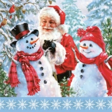 Weihnachtsmann besucht Schneemänner - Santa Claus visits snowmen - Le père Noël visite des bonhommes de neige