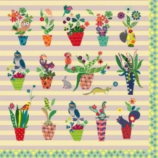bunte Blumentöpfe & verschiedene Tiere - colorful flowerpots & different animals - pots de fleurs colorés et différents animaux