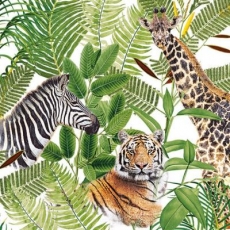 Giraffe, Tiger, Zebra & Palmen - Giraffe, Tiger, Zebra & Palms - Girafe, tigre, zèbre et palmiers