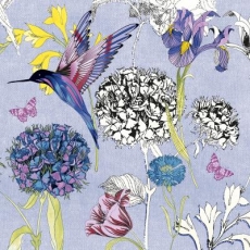 gemalter Kolibri, Schmetterling & verschiedene Blüten - painted hummingbird, butterfly & various flowers - colibri peint, papillon et fleurs diverses