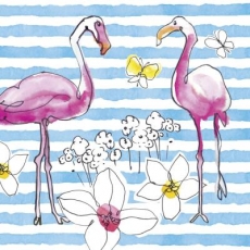 gezeichnete Flamingos, Schmetterlinge &  Blüten- drawn flamingos, butterflies & flowers - flamants dessinés, papillons et fleurs