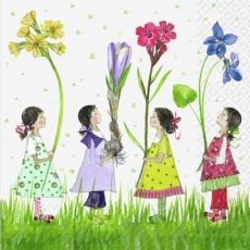 8 niedliche Mädchen mit Frühlingsblumen - 8 cute girls with spring flowers - 8 jolies filles avec des fleurs de printemps