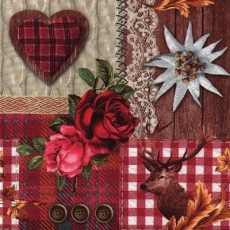 Collage aus Hirsch, Edelweiss, Rosen & Spitze - Collage of deer, edelweiss, roses & lace - Collage de cerfs, edelweiss, roses et dentelles