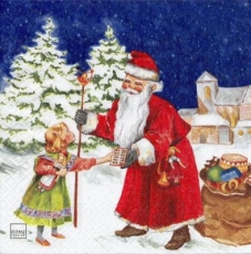 Nostalgischer Weihnachtsmann & Mädchen - Vintage Santa & Girl  - Nostalgic Santa brings joy - Nostalgique Père Noël et fille