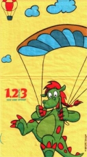 1,2 oder3, Dinosaurier, Fallschirm, Ballon - Dinosaurs, parachute, balloon - Dinosaures, parachute, ballon