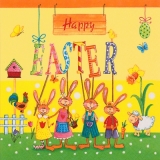 Hasenfamilie wünscht Frohe Ostern - Rabbit family wishes Happy Easter - La famille de lièvre souhaite les Pâques joyeux