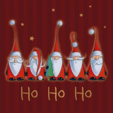 Fünf Weihnachtsmänner singen HO HO HO