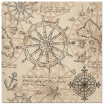 Steuerrad, Anker, Kompass, Seesterne und Landkarten