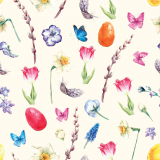 Blüten, Eier, Federn, Schmetterlinge, Weidenkätzchen