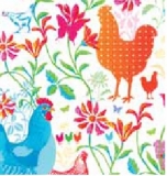 Hähne & Henne im Blumenbeet - Rooster & hens in the flower bed - Coqs & poules dans la plate-bande