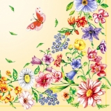 Bunter Blumenrahmen & Schmetterlinge, gelb - Colourful flower fram & butterflies, yellow - Cadre fleuri et papillons colorés, jaune