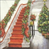 Treppe weihnachtlich geschmückt, Weihnachtsbaum - Christmas staircase, Christmas tree - Escalier de Noël, arbre de Noël