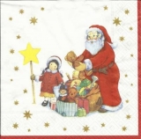 Weihnachtsmann mit Mädchen, Geschenken  & Teddy - Santa Claus with girl, gifts & plush bears - Père Noël avec la fille, les cadeaux & ours en peluche