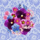 Bunter Strauß auf blauer Spitze - Flower bouquet on blue lace