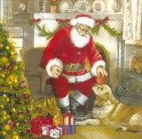 Weihnachtsmann mit Hund - Santa & dog - Père Noël avec un chien