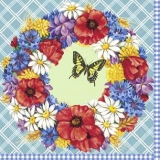 Blütenkranz mit Schmetterling - Flower wreath with butterfly - Couronne de fleurs avec papillon