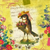 Nostalgischer Vogel, Noten & Blumen - Nostalgic bird, flowers & Music - Nostalgique doiseaux,  fleurs & musique