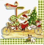 Santa auf Fahrrad & Hund- Santa on a bike & Dog - Père Noël à vélo & Chien