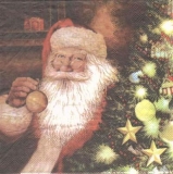 Weihnachtsmann schmückt Baum - Santa decorates X-mas tree - Père Noël décoration darbre de Noël
