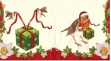 3 Rotkehlchen, Geschenke & Christrose - 3 robins, gifts & christmas rose - 3 merles, cadeaux de Noël & augmenté