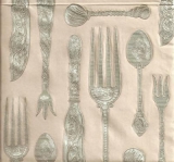 Prägeserviette Besteck alt silber - Embossing Napkin Cutlery vintage silver - Gaufrage serviette Couverts argent de cru