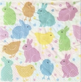 Bunte Hasen & Küken - Colorful Bunnies & Chicks - Lapin et poussins coloré