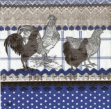 Hühner im Landhausstil blau - Chickens country style - Poulets en style campagnard