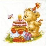 Süßer Teddy- kleiner Schmetterling & große Torte - Sweet plush bear, little butterfly & big cake - Nounours doux, petit papillon et gros gâteau