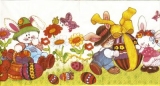 Hasenkinder spielen auf Wiese, Ostereier - Rabbit children playing on meadow, Easter eggs - Lapin enfants jouant sur ​​le pré, oeufs de Pâques