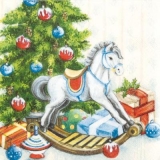 Schaukelpferd & viele Geschenke unter dem Weihnachtsbaum - Painted Rocking Horse & a lot of presents under the Christmas tree - Cheval à bascule et beaucoup de cadeaux sous le sapin de Noël