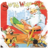 Weihnachtsmann und Wichtel bei der Arbeit, Spielzeug - Santa Claus and elves at work, toys, Santas workshop - Père Noël et lutins de travail, jouets