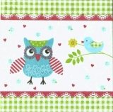 Eule und Vogel mit Blumen - Owl and bird with flowers -Hibou & oiseau avec des fleurs