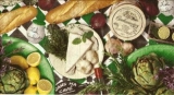 Mediterrane Brotzeit mit Käse, Knoblauch, Kräuter, Früchte - Mediterranean snack with cheese, garlic, herbs, fruits - Snack-méditerranéenne avec fromage, ail, herbes, fruits
