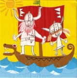 Fröhliche Wikinger auf hoher See gelb - Happy Vikings at sea - Vikings heureux sur la haute mer