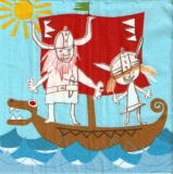 Fröhliche Wikinger auf hoher See blau - Happy Vikings at sea - Vikings heureux sur la haute mer