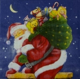 Weihnachtsmann mit Geschenken am Schornstein - Santa Claus with gifts on chimney - Père Noël avec des cadeaux sur la cheminée