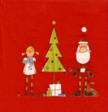 Weihnachtsmann, Baum & Engel rot - Santa, Tree & Angel - Père Noël, Arbre & Ange