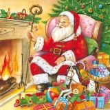 Santa am Kamin mit Geschenken - Santa by the fireplace with gifts - Père Noël par la cheminée avec des cadeaux