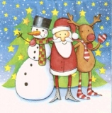 Weihnachtsmann, Schneemann & Rudi im Wald - Santa Claus, Snowman & Rudi in the forest - Père Noël, bonhomme de neige & Rudi dans la forêt