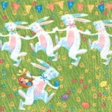 Hasentanz auf Wiese, Blumen, Eier -  Bunnies dance on meadow, flowers, eggs - Lièvres danse sur prairie, fleurs, oeufs