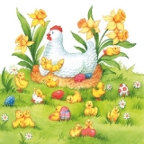 Mutter Henne mit Küken und Ostereiern - Mother hen with chicks & easter eggs - Poule mère avec poussins et oeufs de Pâques