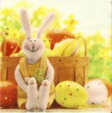 Plüsch-Hase & Eier im Korb - Plush Bunny & Eggs in basket - Peluche Bunny & Eggs dans le panier