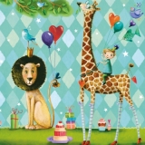 Feier mit Löwe, Giraffe, Zebra, Schmetterling & Vögel - Celebration with lion, giraffe, zebra, butterfly & birds - Célébration avec le lion, la girafe, le zèbre, le papillon & oiseaux