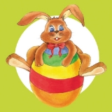 Hase mit großem Osterei grün - Bunny with big easter egg green - Lapin avec oeuf de Pâques grande, vert