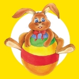 Hase mit großem Osterei gelb - Bunny with big easter egg yellow- Lapin avec oeuf de Pâques grande, jaune