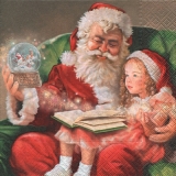 Weihnachtsmärchen, Santa, Mädchen, Schneekugel - Christmas fairytale, Santa, girl, snow globe - Conte de fées de Noël, Père Noël, fille, globe de neige