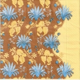Blumen- Blattmuster blau-braun - Flower & leaf pattern blue-brown- Motif de feuille & fleur bleue-brune