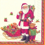 Weihnachtsmann, ein Schlitten voller Geschenke & großer Teddy - Santa Claus, a sleigh full of gifts and big teddy bear - Père Noël, un traîneau rempli de cadeaux et gros nounours